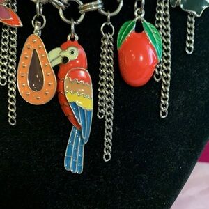 Colorful Parrot & Fruit Charm Necklace